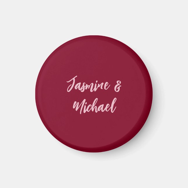 Aimant Joli Minimaliste Rouge Bourgogne Calligraphie Nom  (Devant)