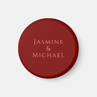 Aimant Joli Minimaliste Rouge Foncé & Nom Propre Peach
