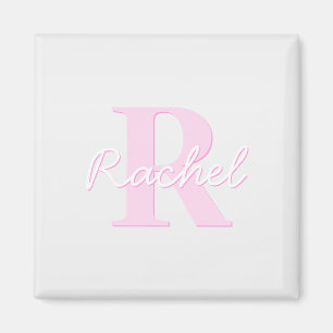 Aimant Joli monogramme personnalisable Rose ombré et gr