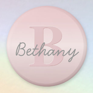 Aimant Joli monogramme rose personnalisable & écriture de