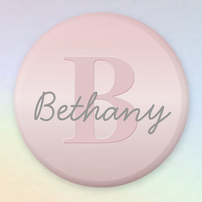 Aimant Joli monogramme rose personnalisable & écriture de (Créateur téléchargé)