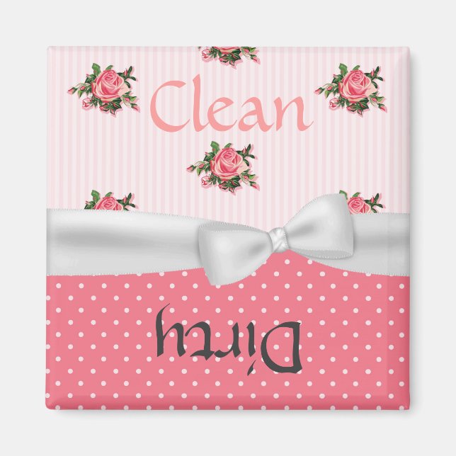 Aimant Joli Motif avec Roses Roses Roses Rose Lave-vaisse (Devant)