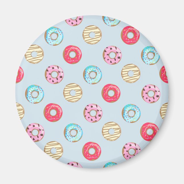 Aimant Joli motif de beignet glacé bleu clair (Devant)
