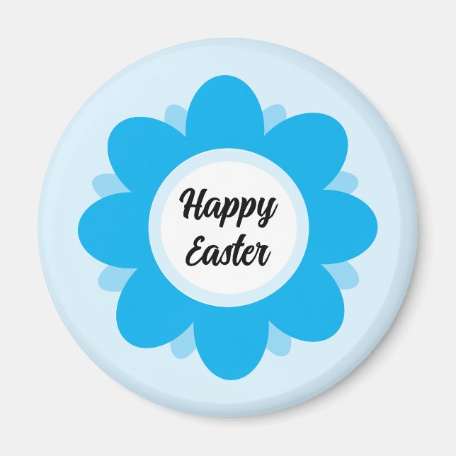 Aimant Joli motif de fleur bleue Joyeuses Pâques (Devant)