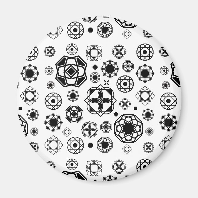 Aimant Joli motif décoratif arabesque noir et blanc (Devant)