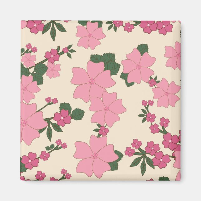 Aimant Joli motif floral rose (Devant)