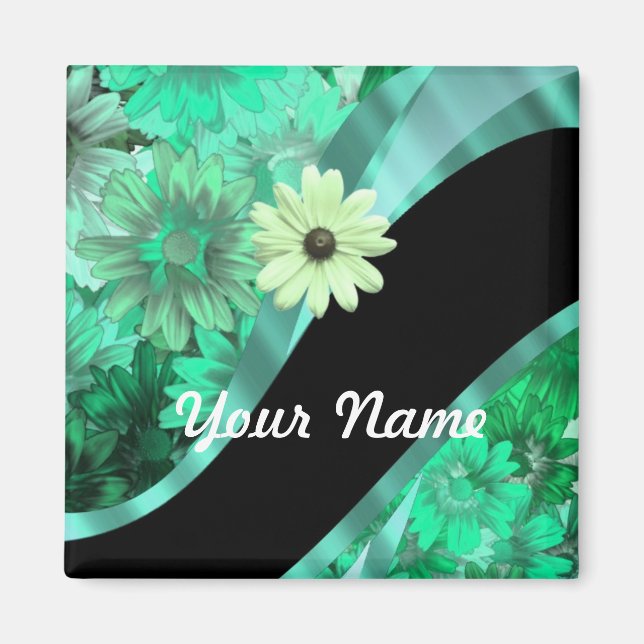 Aimant Joli motif floral vert (Devant)