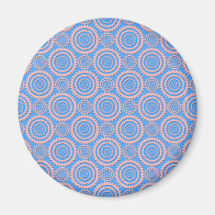 Aimant Joli motif géométrique Cercles roses sur fond bleu
