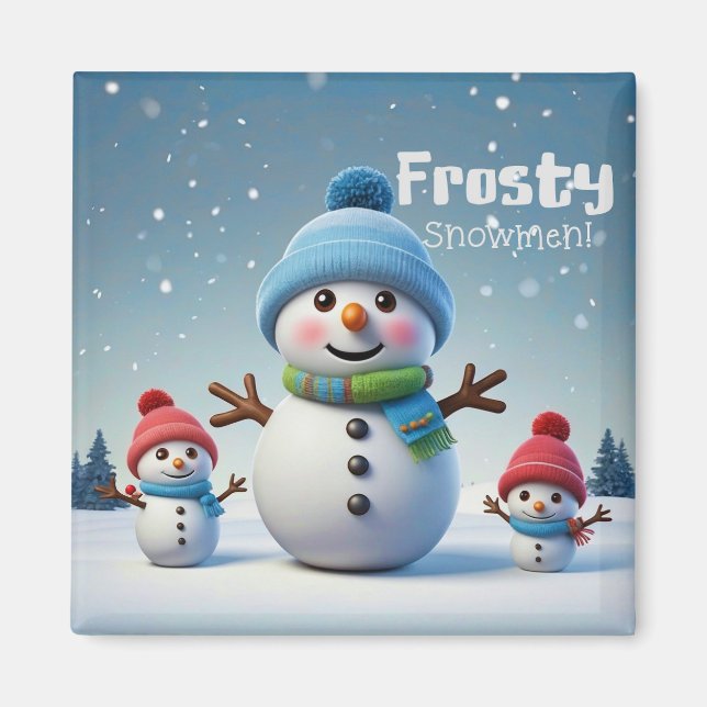 Aimant Joli Neige Frosty Adorable en hiver froid (Devant)