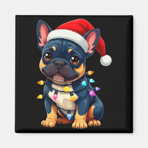 Aimant Joli Noël de Bouldog français Santa Amoureux de ch