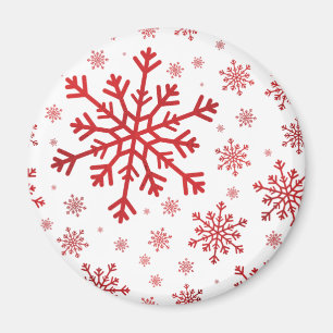 Aimant Joli Noël rouge Flammes de neige sur le Blanc d'hi