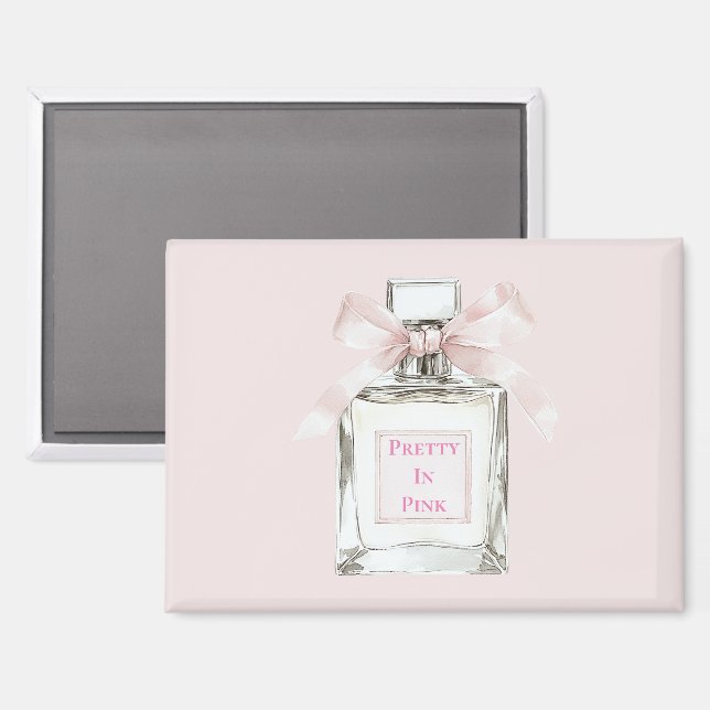 Aimant Joli nœud de bouteille de parfum rose   (Recto/Verso)