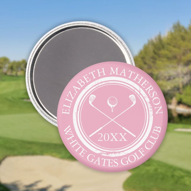 Aimant Joli nom rose et date du nom du club (Pretty Pink Name And Club Name Date Magnet)