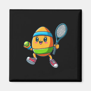 Aimant Joli Oeuf de Pâques Joueur de Tennis Design Dessin