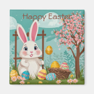 Aimant Joli Oeufs De Lapin De Pâques Printemps Illustrati