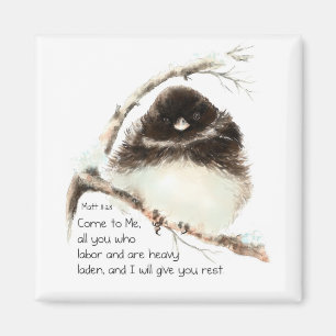 Aimant Joli oiseau junco, Écriture, Matt 11:28, Repos