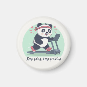 Aimant Joli panda motivant sur tapis roulant