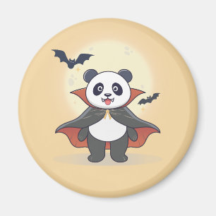 Aimant Joli Panda Vampire en Cape avec Chauves-souris
