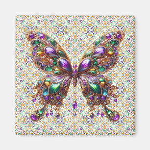 Aimant Joli papillon de Mardi Gras orné de bijoux