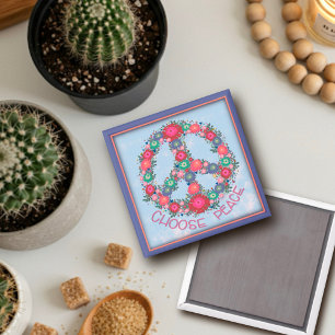 Aimant Joli Pastel Floral Choisissez Peace Inspirivity