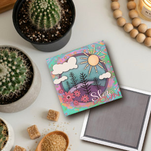 Aimant Joli Pastel Sunset Ralentir Citation Inspiribilité