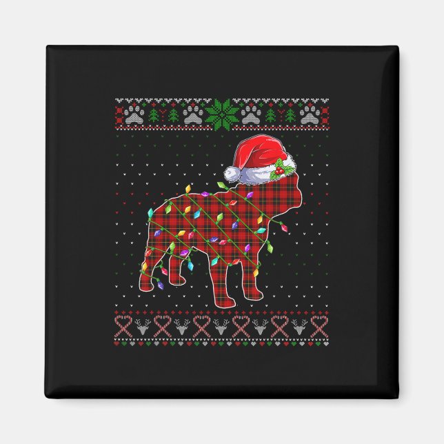 Aimant Joli Père Noël Red Plaid Français Buldog Light Ugl (Devant)