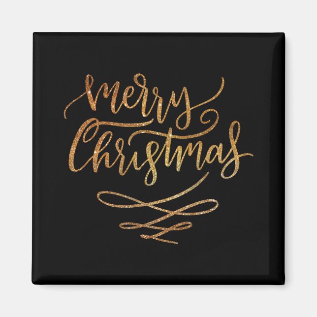 Aimant Joli pinceau doré écriture Joyeux Noël T Shirt  (Devant)