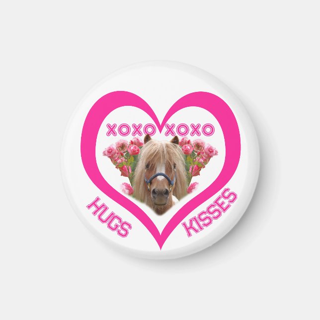 Aimant Joli poney en rose pour la Saint-Valentin (Devant)