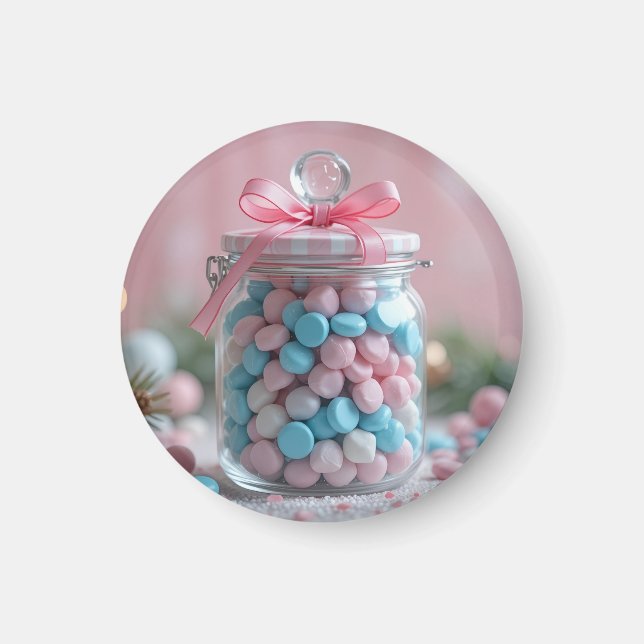 Aimant joli pot de bonbons sucrés (Devant)