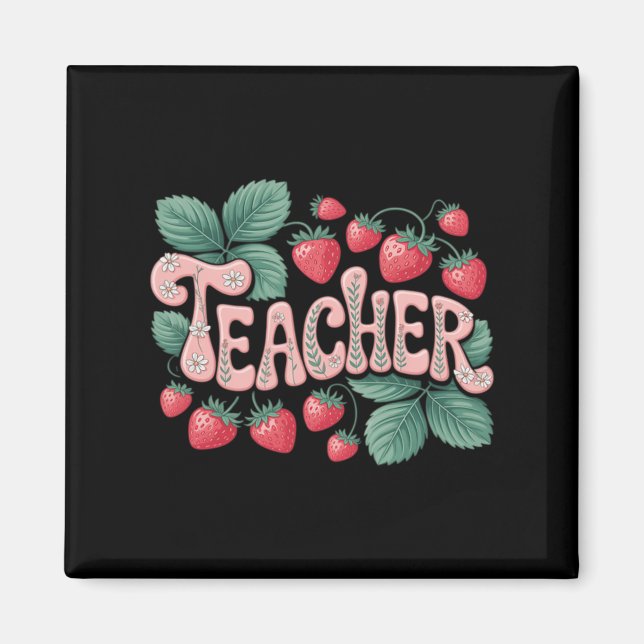 Aimant Joli professeur fraise (Devant)