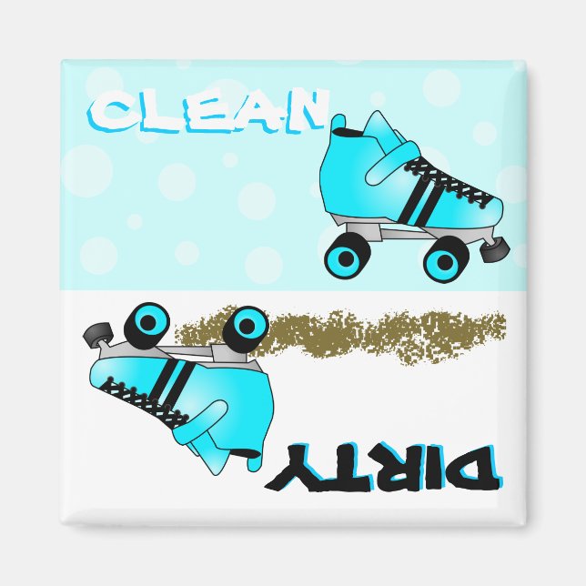 Aimant Joli Roller Patinage Bleu Nettoyer Lave-vaisselle  (Devant)