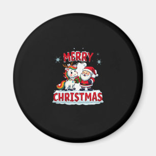 Aimant Joli Santa licorne de Noël sur T-Shi de Noël licor