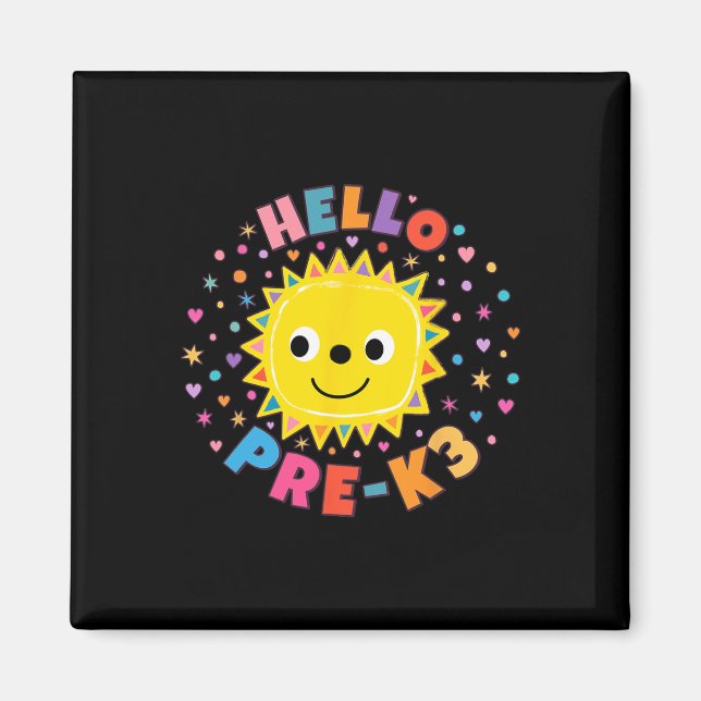 Aimant Joli Soleil Bonjour Pré-maternelle 3  (Devant)