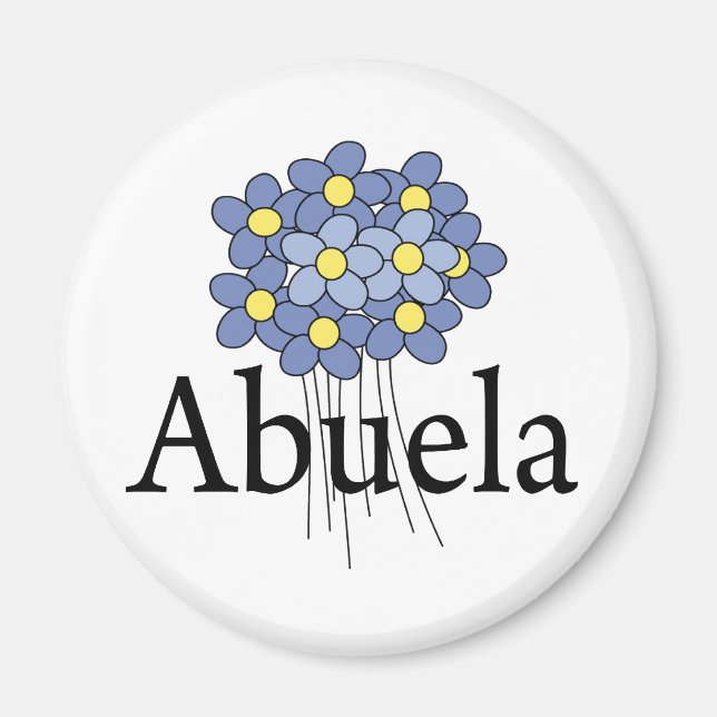 Aimant Joli T-shirt Fleur Bleue Abuela (Devant)