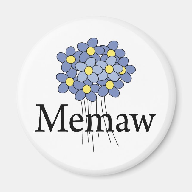 Aimant Joli T-shirt Fleur Bleue Memaw (Devant)
