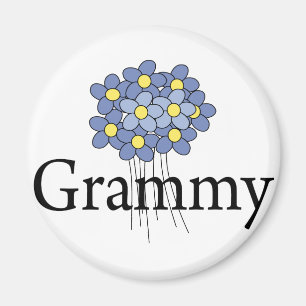 Aimant Joli T-shirt Grammy Fleur Bleue