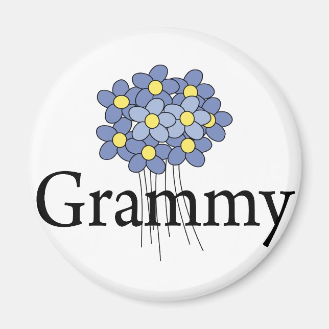 Aimant Joli T-shirt Grammy Fleur Bleue (Devant)