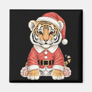 Aimant Joli tigre de Noël Santa Safari Animal