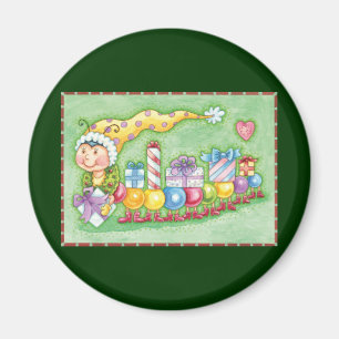 Aimant Joli train de Noël en forme de chenille avec des c