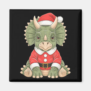 Aimant Joli Triceratops de Noël Santa Dinosaure 
