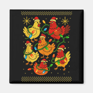 Aimant Joli vilain poulet de Noël T-shirt drôle de Noël