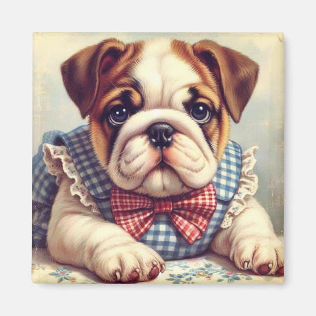 Aimant Joli Vintage anglais Bulldog Art (Devant)
