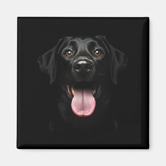 Aimant Joli visage de chiot Labrador Retriever noir Lab (Devant)