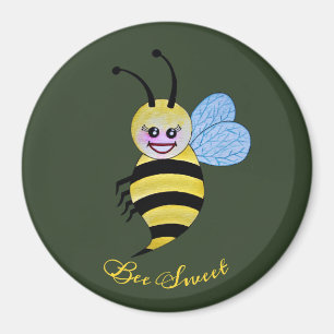 Aimant Jolie Abeille Aquarelle Avec Un Bon Sourire