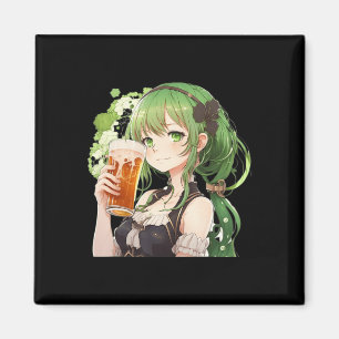 Aimant Jolie Anime Girl Luckier St Patrick's Day Kawaii L