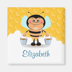 Aimant Jolie bijoux en caricature portant des seaux de mi