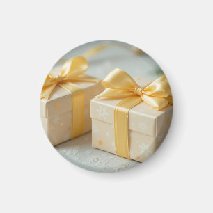 Aimant jolie boîte cadeau jaune