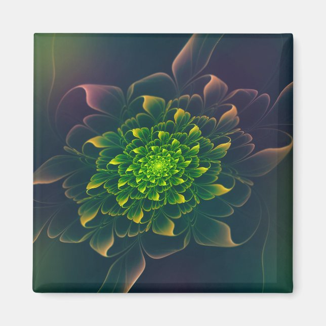 Aimant Jolie Chrysanthemum Fractal Green (Devant)