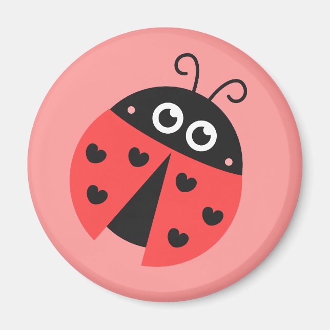Aimant Jolie coccinelle avec des cœurs comme taches (Devant)