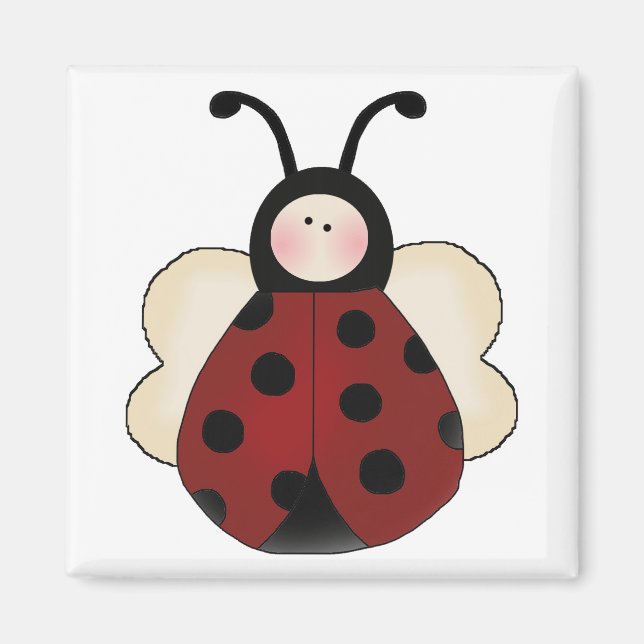 Aimant jolie coccinelle ronde dessin animé idiot (Devant)